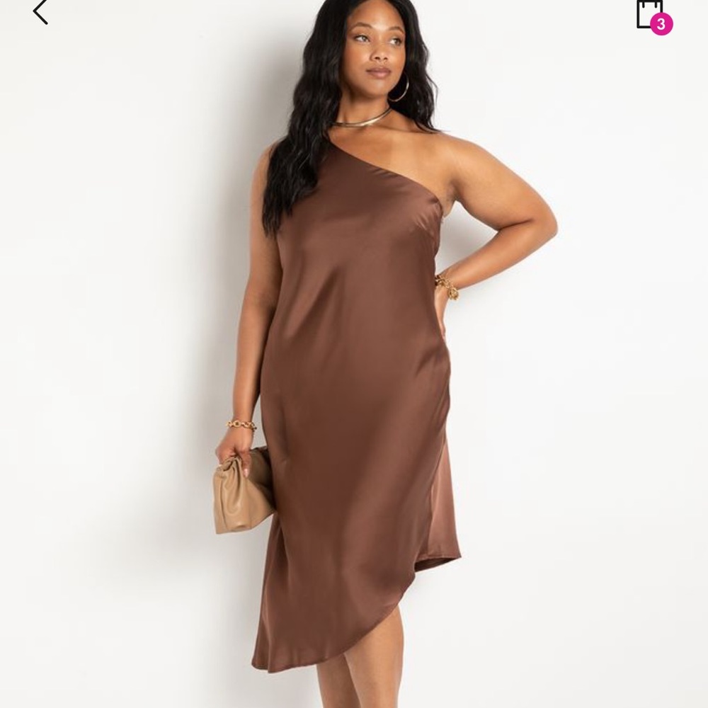 ELOQUII one shoulder bias cut dress